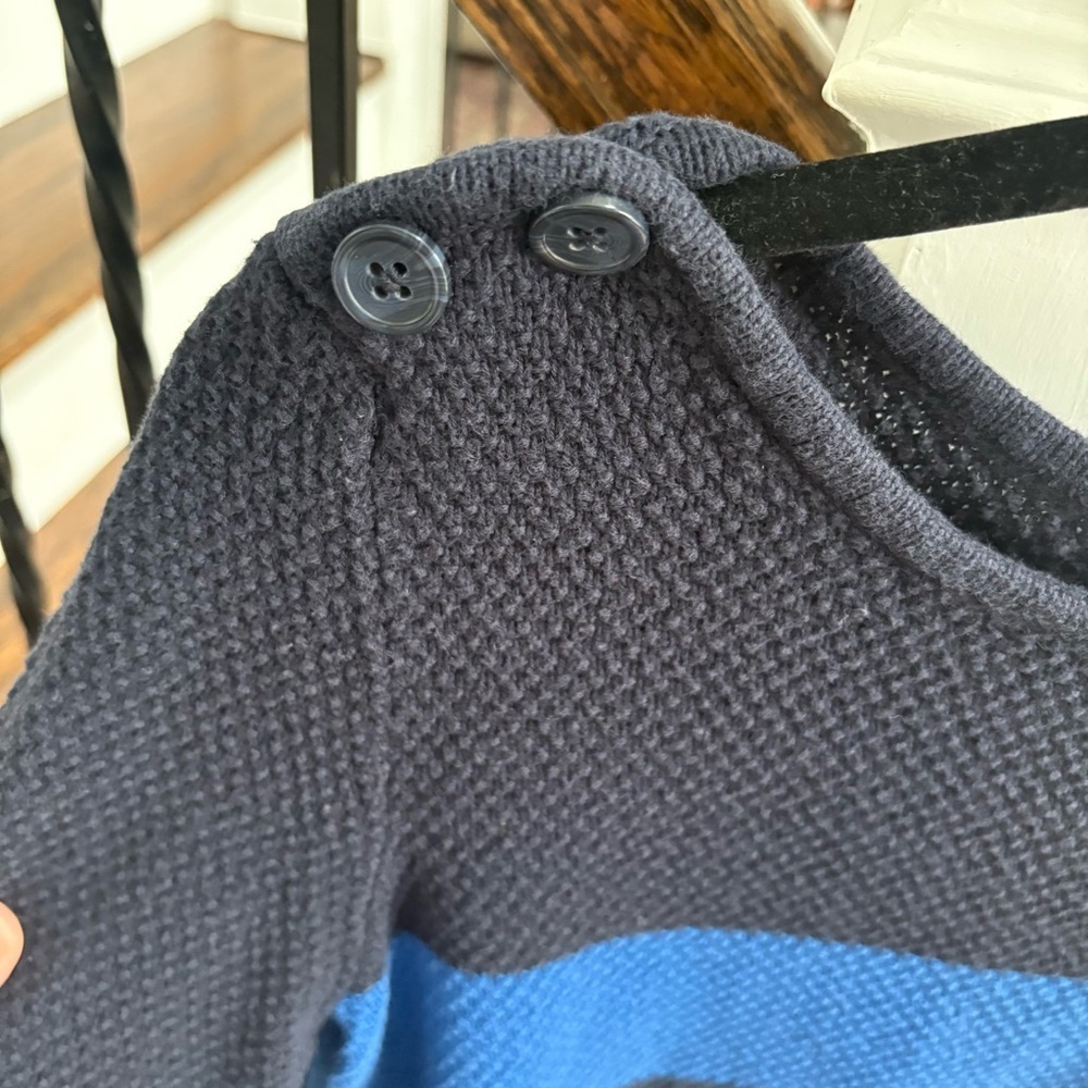 Navy and Blue Striped Boat Neck Sweater Size Large - Picture 3 of 6